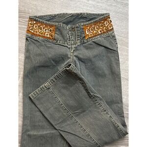 Vintage EXPRESS Embellished Waist Flare Jeans Women's‎ Size 7/8 Blue Denim